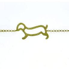 ESTATE .19CT FANCY YELLOW DIAMOND 18KT YELLOW GOLD 3D HAPPY DOG FUN BRACELET