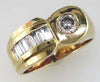 1.25CT DIAMOND 14KT YELLOW GOLD 3D ROUND & BAGUETTE SOLITAIRE CHANNEL MENS RING