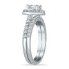 ESTATE 1.55CT DIAMOND 14K WHITE GOLD CUSHION & ROUND ENGAGEMENT WEDDING RING SET