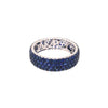 4.69CT AAA SAPPHIRE 18KT WHITE GOLD 3D MULTI ROW PAVE ETERNITY ANNIVERSARY RING