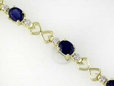 4.45CT DIAMOND & AAA SAPPHIRE 14KT YELLOW GOLD OVAL & ROUND LOVE TENNIS BRACELET