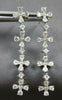 1.28CT DIAMOND 14KT WHITE GOLD 3D ROUND & PRINCESS MULTI FLOWER HANGING EARRINGS