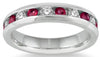 1.18CT DIAMOND & AAA RUBY 14KT WHITE GOLD ROUND CHANNEL WEDDING ANNIVERSARY RING