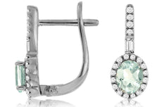 ESTATE .80CT DIAMOND & AAA AQUAMARINE 14KT WHITE GOLD 3D OVAL HANGING EARRINGS