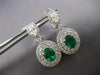 LARGE 5.18CT DIAMOND & AAA EMERALD 18KT WHITE GOLD OVAL & ROUND HANGING EARRINGS