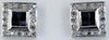 .78CT DIAMOND & AAA SAPPHIRE 14KT WHITE GOLD 3D SQUARE INVISIBLE STUD EARRINGS