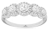 ESTATE 1.0CT DIAMOND 14KT WHITE GOLD ROUND 5 STONE CLASSIC HALO ANNIVERSARY RING