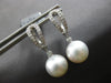 ESTATE .26CT DIAMOND & AAA SOUTH SEA PEARL 14KT WHITE GOLD FUN HANGING EARRINGS