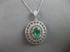ANTIQUE LARGE 2.10CT DIAMOND & EMERALD 14KT WHITE GOLD 3D OVAL & ROUND PENDANT