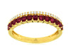 .88CT DIAMOND & AAA RUBY 14KT YELLOW GOLD 3D ROUND & PRINCESS SEMI ETERNITY RING