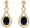 2.42CT DIAMOND & AAA SAPPHIRE 14KT YELLOW GOLD 3D OVAL & ROUND HALO FUN EARRINGS