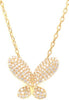 ESTATE .90CT DIAMOND 18KT YELLOW GOLD 3D CLASSIC BUTTERFLY LOVE NECKLACE