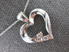 .20CT DIAMOND 14KT WHITE GOLD 3D 2 STONE OPEN HEART LOVE FLOATING PENDANT #27570