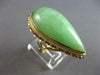 ANTIQUE EXTRA LARGE AAA JADE 14K YELLOW GOLD PEAR SHAPE FILIGREE FUN RING #27610