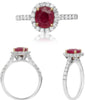 ESTATE 2.0CT DIAMOND & AAA RUBY 18KT 2 TONE GOLD 3D ROUND & OVAL ENGAGEMENT RING