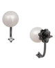 ESTATE .10CT DIAMOND & AAA SOUTH SEA PEARL 18KT BLACK GOLD FUN HANGING EARRINGS