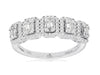 .55CT DIAMOND 14KT WHITE GOLD ROUND & BAGUETTE CLUSTER OCTAGON ANNIVERSARY RING
