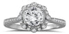 ESTATE 1.2CT DIAMOND 14KT WHITE GOLD ROUND HALO FLOWER FILIGREE ENGAGEMENT RING