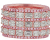 LARGE 11.55CT WHITE & PINK DIAMOND 18KT ROSE GOLD 3D EMERALD CUT & ROUND RING