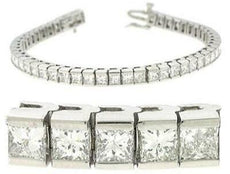 4.5CT DIAMOND 14KT WHITE GOLD CLASSIC PRINCESS CHANNEL INVISIBLE TENNIS BRACELET