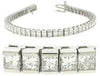 4.5CT DIAMOND 14KT WHITE GOLD CLASSIC PRINCESS CHANNEL INVISIBLE TENNIS BRACELET