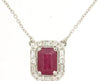 1.29CT DIAMOND & AAA RUBY 14KT WHITE GOLD 3D ROUND & EMERALD CUT SQUARE NECKLACE