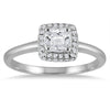 ESTATE .68CT DIAMOND 14KT WHITE GOLD 3D CLASSIC CUSHION & ROUND ENGAGEMENT RING