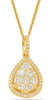 .59CT DIAMOND 14KT YELLOW GOLD CLASSIC CLUSTER TEAR DROP HALO FLAOTING PENDANT