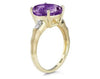 4.0CT DIAMOND & AAA AMETHYST 14KT YELLOW GOLD 3D OVAL & ROUND BAMBOO FUN RING