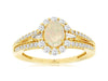 1.06CT DIAMOND & AAA OPAL 14KT YELLOW GOLD OVAL & ROUND & BAGUETTE FILIGREE RING