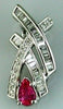 .52CT DIAMOND & AAA PINK SAPPHIRE 14KT WHITE GOLD BAGUETTE & PEAR SHAPE PENDANT