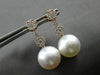 LARGE .79CT DIAMOND & AAA SOUTH SEA PEARL 18K ROSE GOLD 3D LOVE HANGING EARRINGS
