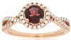 1.30CT DIAMOND & AAA RHODOLITE 14KT ROSE GOLD 3D ROUND HALO INFINITY LOVE RING