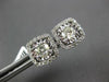 ESTATE LARGE 1.29CT DIAMOND 14KT WHITE GOLD SOLITAIRE SQUARE HALO STUD EARRINGS