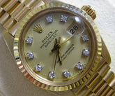 ROLEX DATEJUST PRESIDENT AUTOMATIC 18KT YELLOW GOLD DIAMOND DIAL LADY'S WATCH