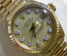 ROLEX DATEJUST PRESIDENT AUTOMATIC 18KT YELLOW GOLD DIAMOND DIAL LADY'S WATCH