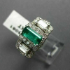 ANTIQUE 2.19CT DIAMOND & AAA EMERALD 14KT WHITE GOLD 3D ENGAGEMENT RING #16061