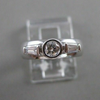 ESTATE DIAMOND 14K WHITE GOLD 3 STONE BEZEL ROUND ENGAGEMENT RING 5MM WIDE 20724