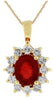 1.98CT DIAMOND & AAA RUBY 14KT YELLOW GOLD OVAL & ROUND FLOWER FLOATING PENDANT