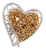 EXTRA LARGE 3.9CT WHITE & INTENSE MULTI COLOR DIAMOND 18K 2 TONE GOLD HEART RING