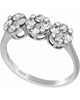 ESTATE .74CT DIAMOND 18KT WHITE GOLD 3D FLOWER PAST PRESENT FUTURE LOVE RING