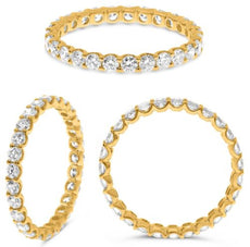 1.0CT DIAMOND 14KT YELLOW GOLD 3D ROUND ETERNITY WEDDING BAND ANNIVERSARY RING