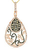.60CT WHITE & MOCHA DIAMOND 14KT BLACK & ROSE GOLD 3D FILIGREE FLOATING PENDANT