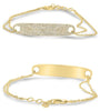 WIDE .52CT DIAMOND 14KT YELLOW GOLD MULTI ROW PAVE OVAL ADJUSTABLE ID BRACELET