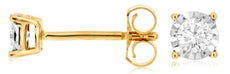 ESTATE .25CT DIAMOND 14KT YELLOW GOLD 3D CLASSIC SOLITAIRE 4 PRONG STUD EARRINGS