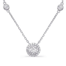 .86CT DIAMOND 14KT WHITE GOLD CLASSIC SOLITAIRE HALO BY THE YARD LOVE NECKLACE