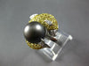 2.07CT DIAMOND & YELLOW SAPPHIRE & TAHITIAN PEARL 14KT WHITE GOLD DOLPHIN RING