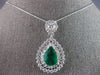 LARGE 5.32CT DIAMOND & AAA EMERALD 14KT WHITE GOLD 3D PEAR SHAPE PENDANT #27493