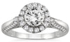 ESTATE 1.5CT DIAMOND 14KT WHITE GOLD 3D CLASSIC ROUND HALO ENGAGEMENT RING
