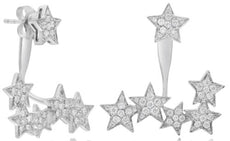 ESTATE LARGE .80CT DIAMOND 14KT WHITE GOLD 3D MULTI STAR FUN HANGING EARRINGS
